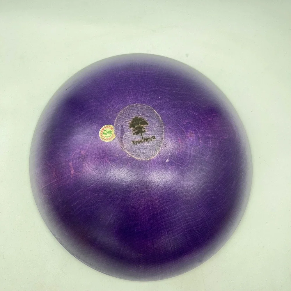 Tree Spirit Wood Serving Bowls Set of 3 Purple‎ and Yellow Dyed Wooden Decor